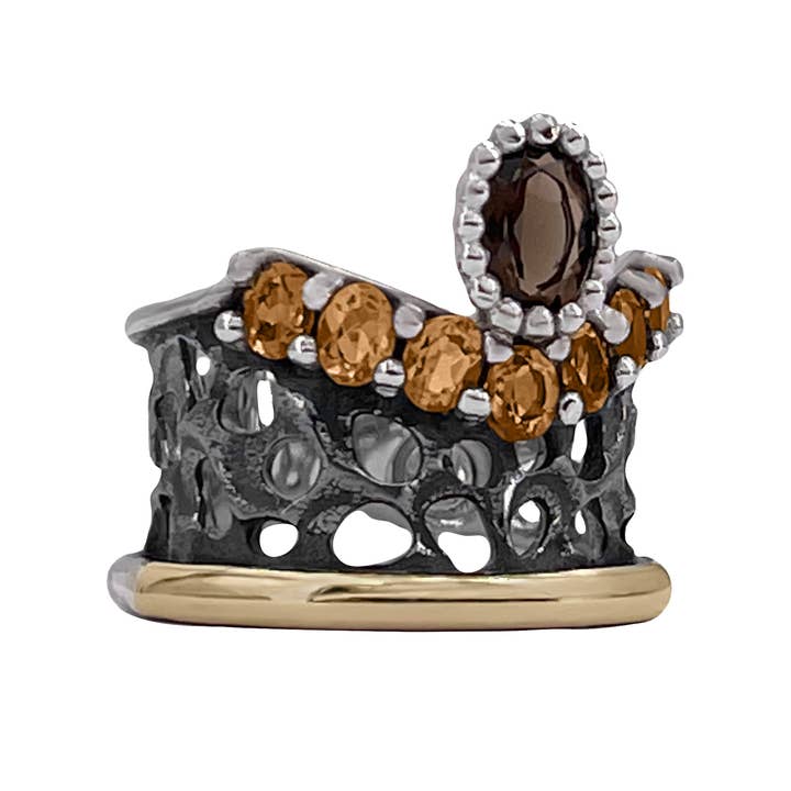 BOHEMME - Venta al por mayor Anillos grandes/de cóctel - ANILLO ALLEGRIA 2 TOPACIOS Y AMATISTAS 18
