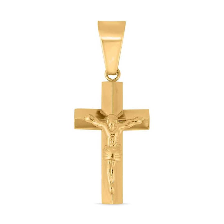 18K Gold PVD Stainless Steel Cross Pendant for wholesale by WJW
