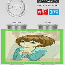 Glad vacker och elegant tjej brunt hår 36#- anime- Tumbler för wholesale av Mugs R Us