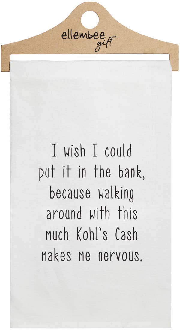 ellembee gift - Wholesale Tea Towel - White Kohl's Cash Funny Printed Dish Towels0