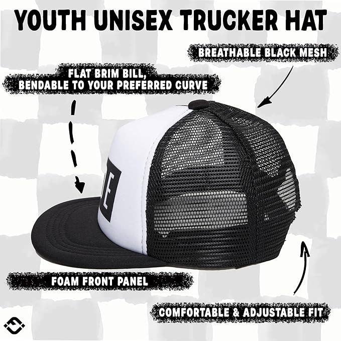 Funky Junque - Vente Casquette de camionneur – unisexe - Casquette de camionneur à bord plat - Dude - Noir/blanc3