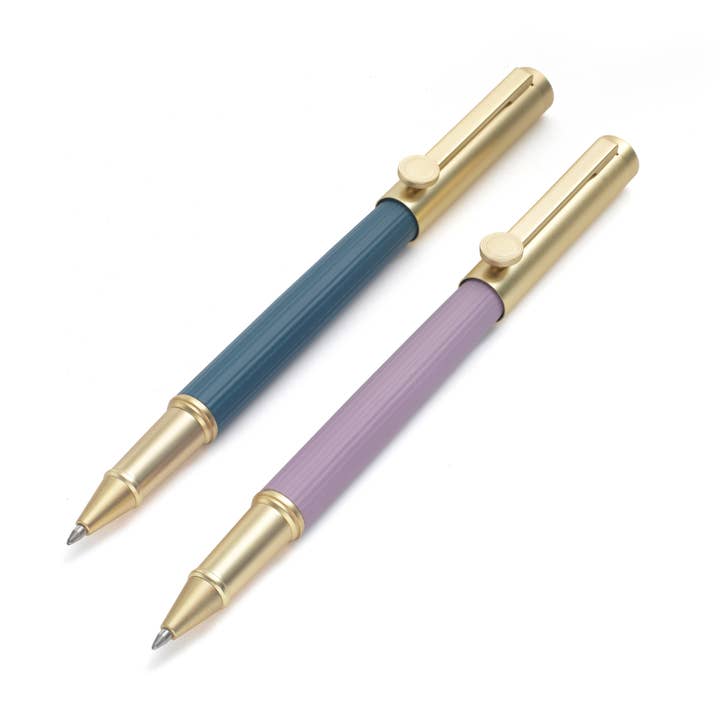Papier - Wholesale Pen - Groove Metallic Rollerball Pen Set of 2