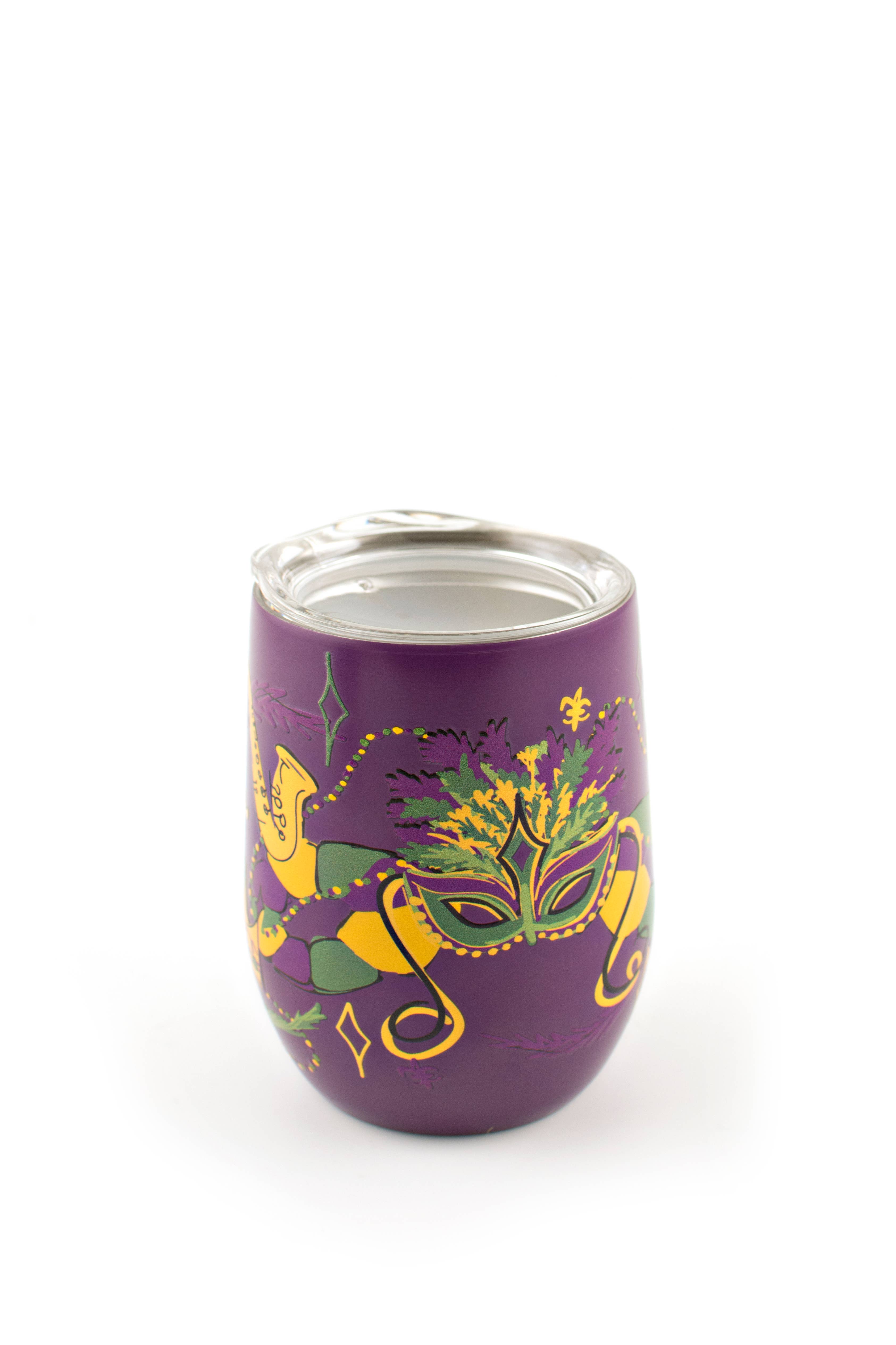 THE PARISH LINE - Wholesale Insulated Mug/Tumbler - Stainless Wine Tumbler - Mardi Gras Mask2