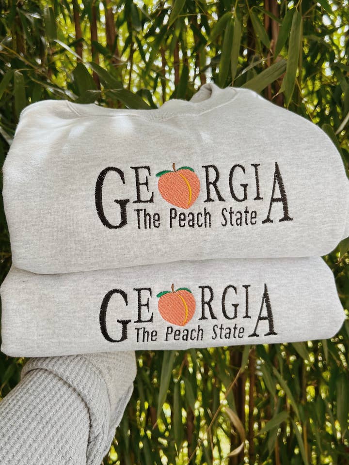 Georgia Peach Embroidered Crewneck Sweatshirt for wholesale by The Vaulty