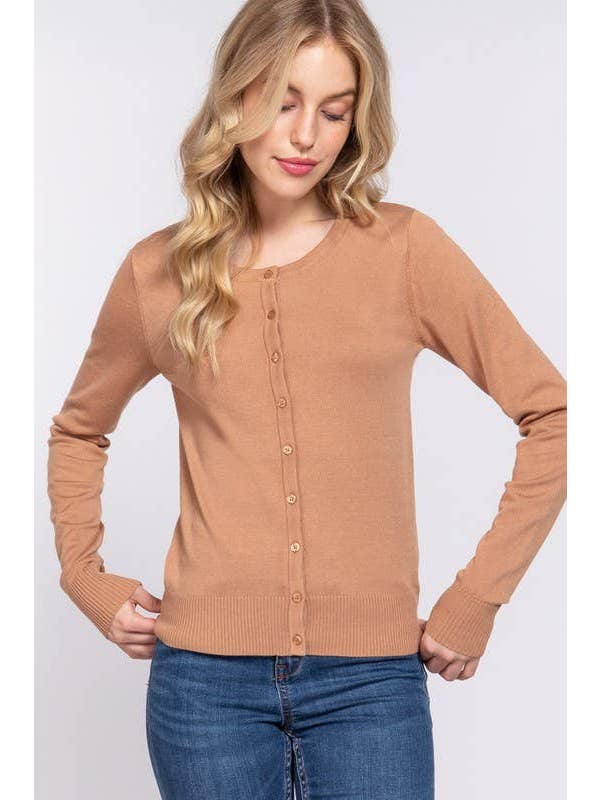 Vanilla Monkey - Wholesale Cardigan - Women's - Long Sleeve Round Neck Button Down Sweater Cardigan5