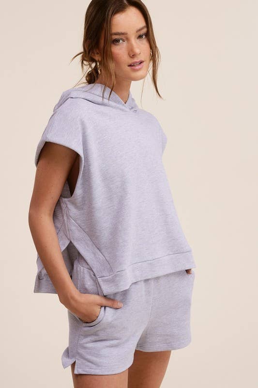 Mimosa - Wholesale Lounge Set - Women's - Padded Shoulder Hoodie Top and Shorts Matching Set5