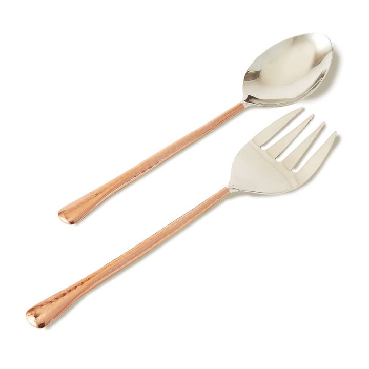 Elegance - Wholesale Serving Utensil - Hammered Salad Server Set, Copper, 11"