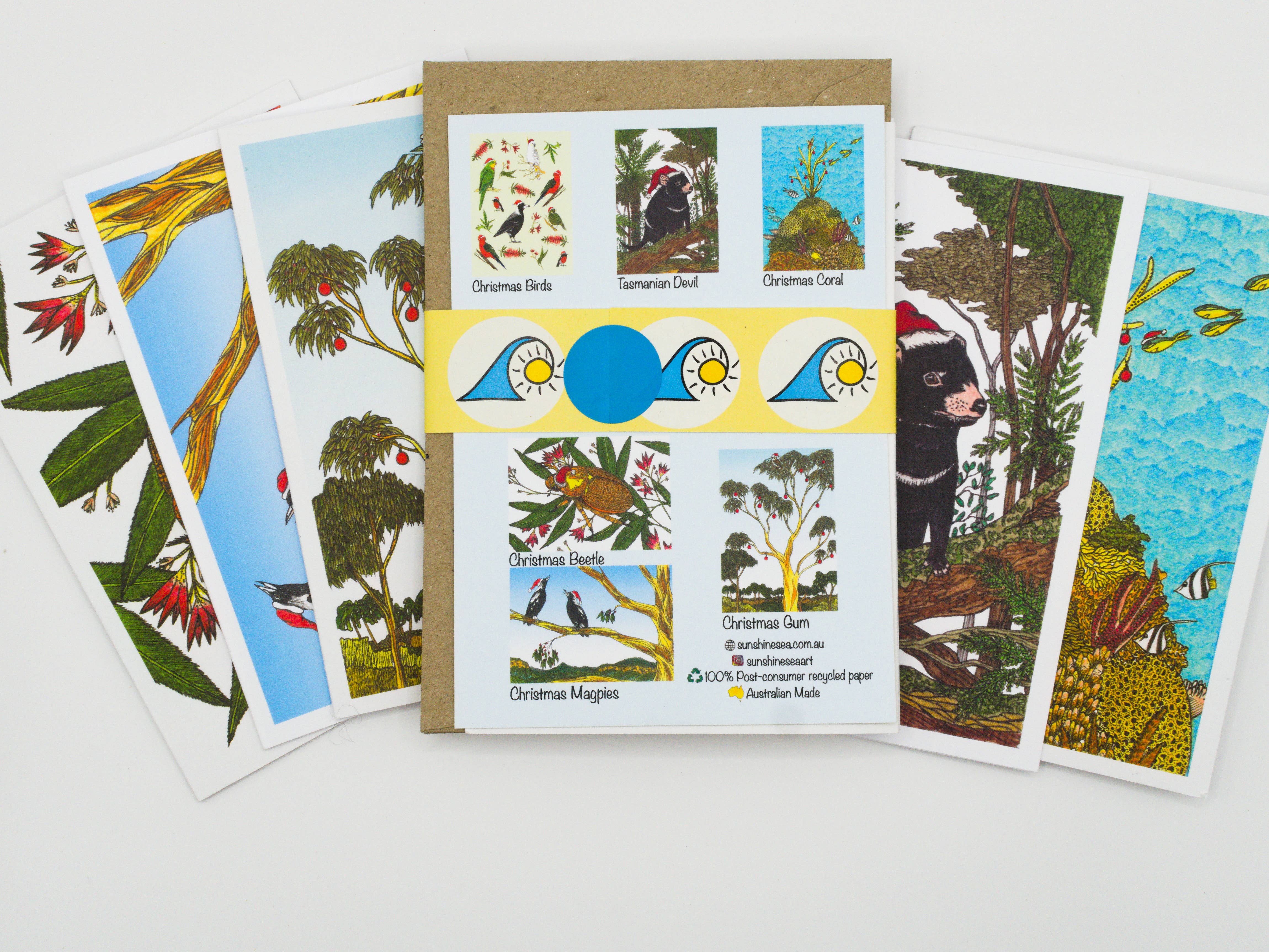 Sunshine Sea Art – Engroshandel Julekort – Julesamling Sæt med 6 Australske Julekort2