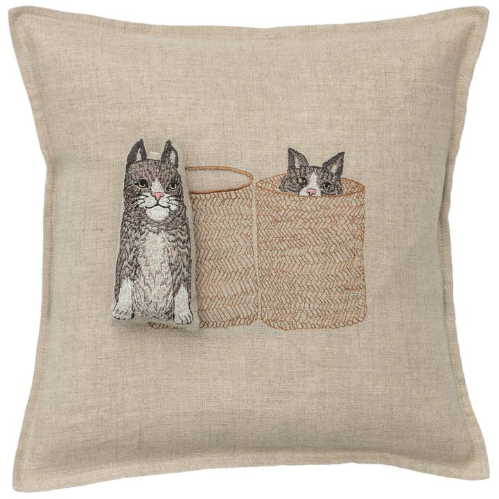 Coral & Tusk - Wholesale Throw/Decorative Pillow - Basket Cats Pocket Pillow