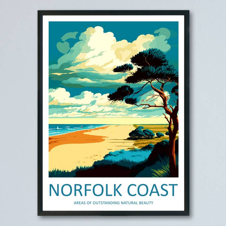 Norfolk Coast England Travel Poster for wholesale by TravelzonaArt