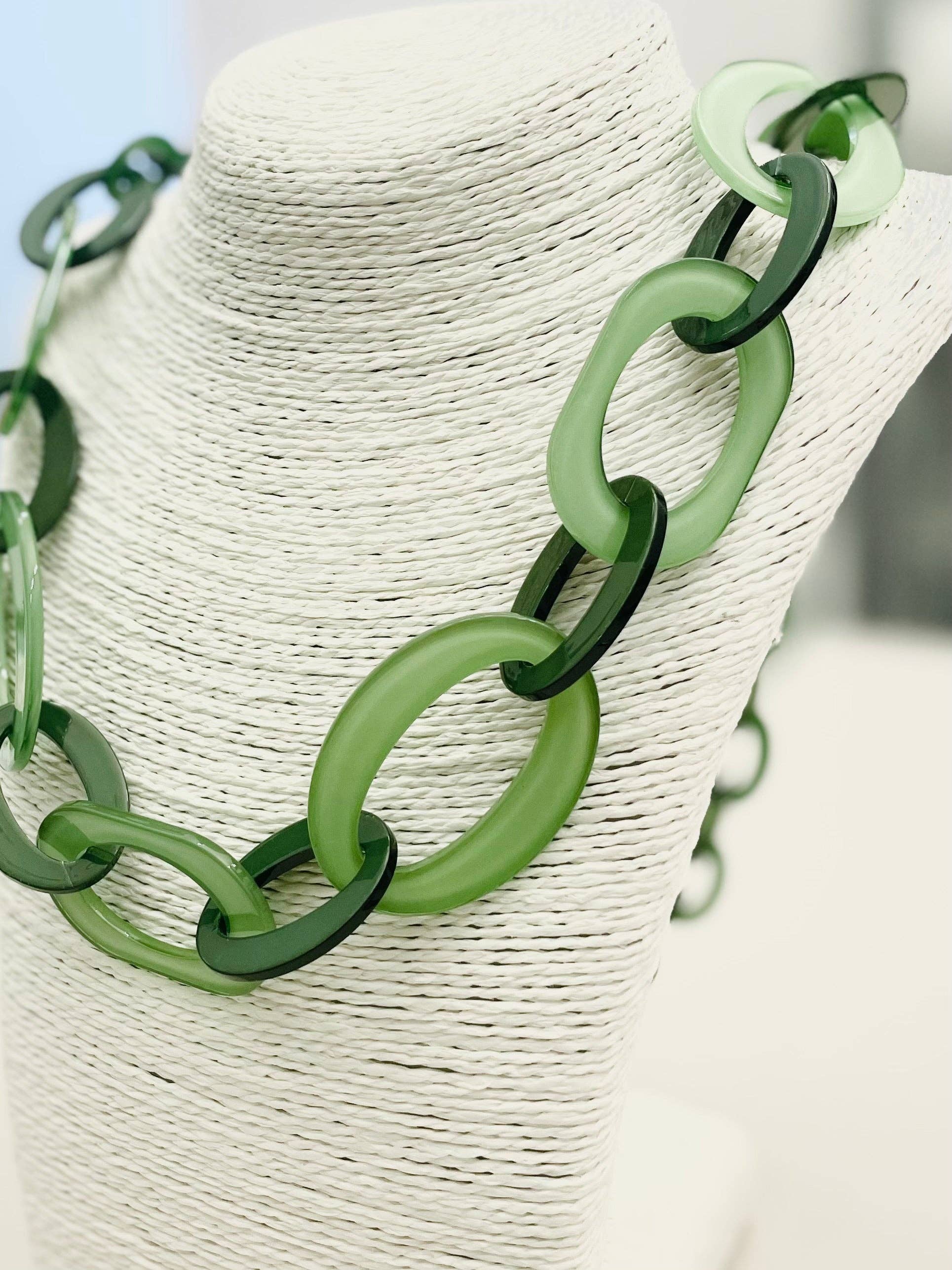 TWO FORTY TWO - Wholesale Link & Chain Necklace - CHIC - Long Looped Necklace (green) NK5444