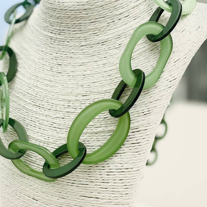 TWO FORTY TWO - Wholesale Link & Chain Necklace - CHIC - Long Looped Necklace (green) NK5444