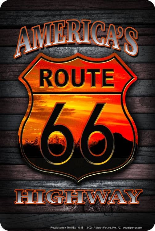 Signs 4 Fun - Wholesale Sign - Route 66 - Sunset Sm. Parking Sign0