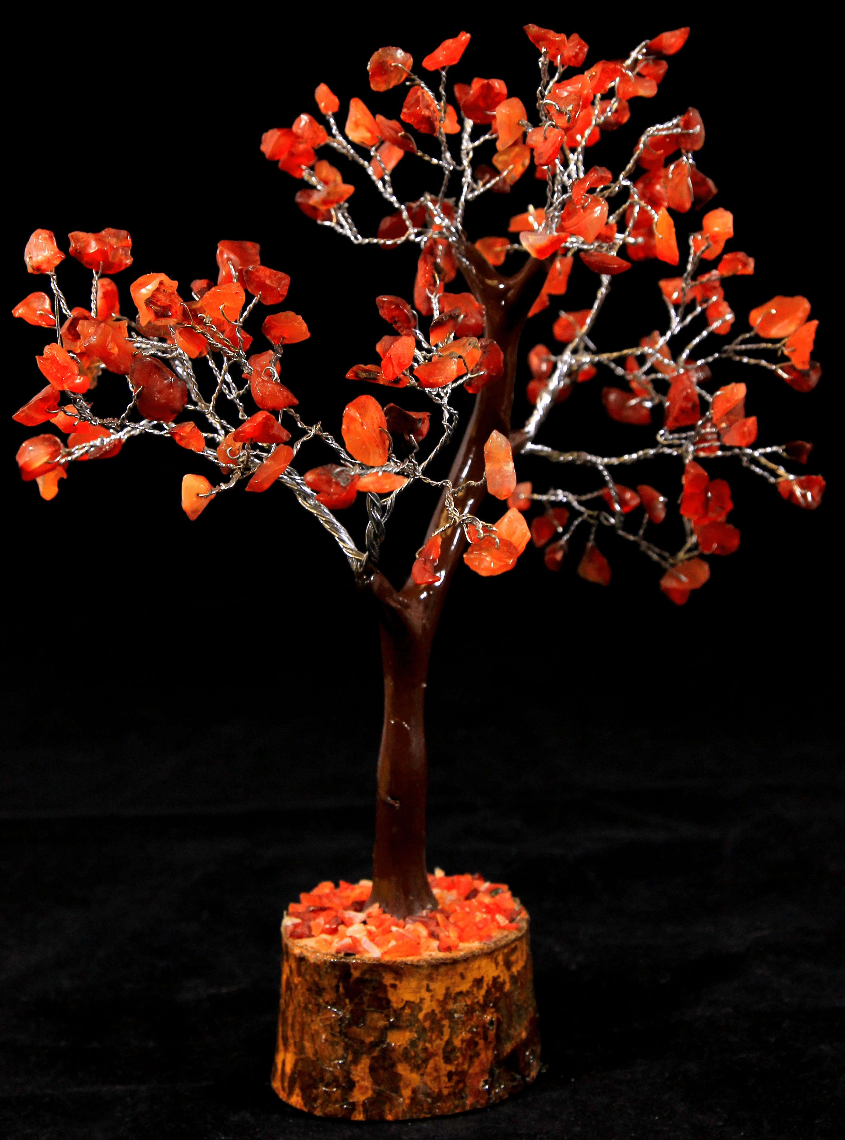 Cold River Mining - Wholesale Decorative Tabletop Object - Red Carnelian 160 Chip Gemstone Tree- Single Tree2