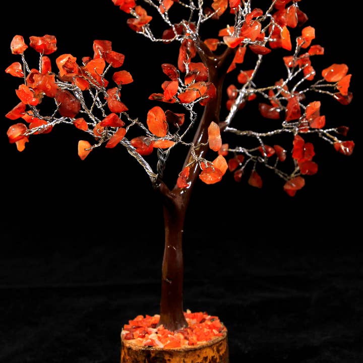 Cold River Mining - Wholesale Decorative Tabletop Object - Red Carnelian 160 Chip Gemstone Tree- Single Tree2