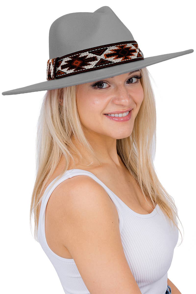 Cap Zone – Fedora - Mulher por atacado – Chapéu Rancher de Feltro Largo Navajo Rust Baja23