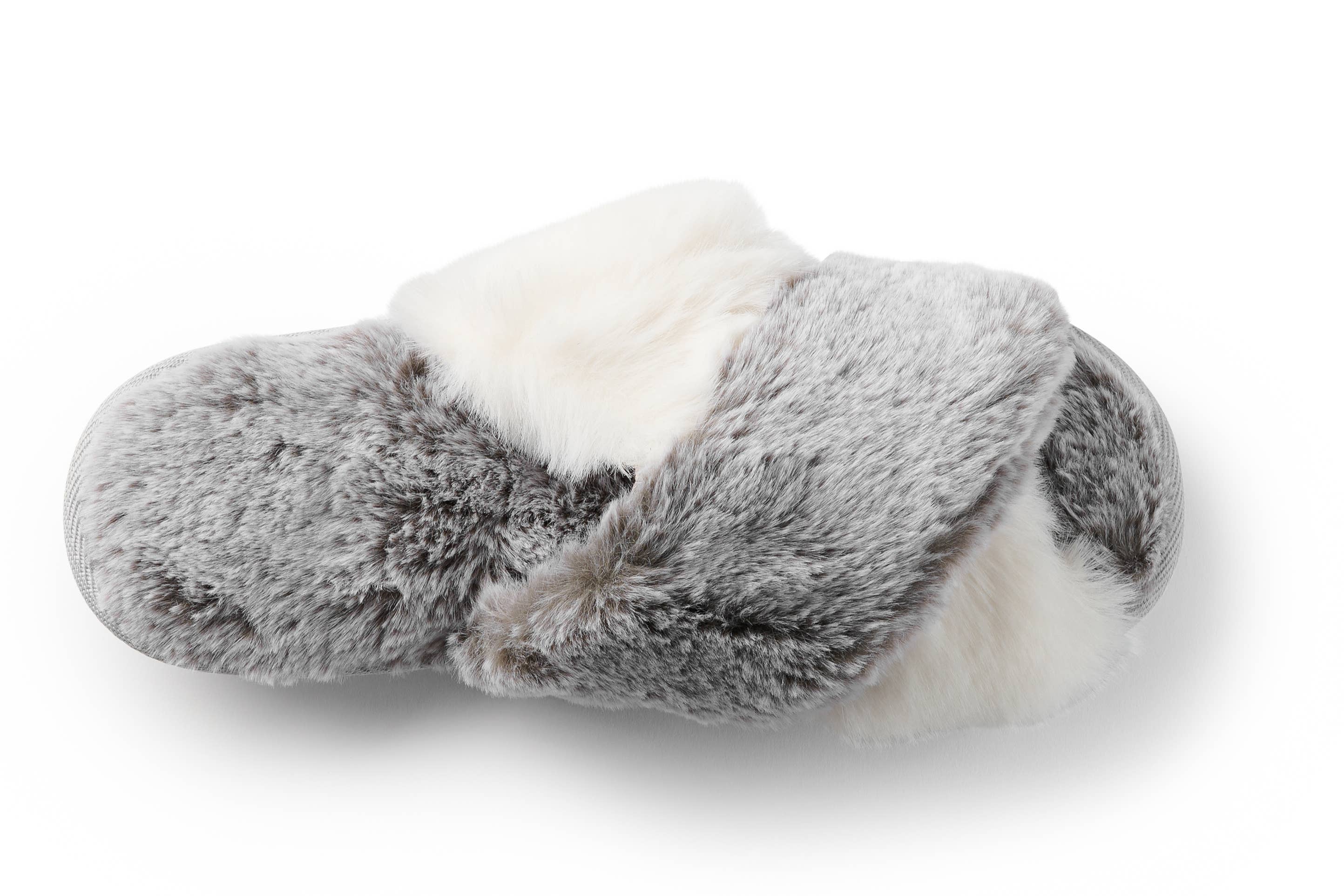 Roxoni - Wholesale Slippers - Women's - Roxoni Women's Cross Band Soft Furry Slipper 2 Tone Color5