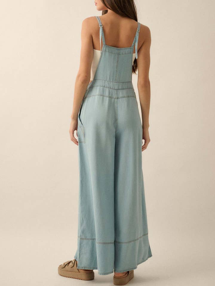 Blue Denim Button Cargo Overall Wiht Pocket for wholesale on Faire