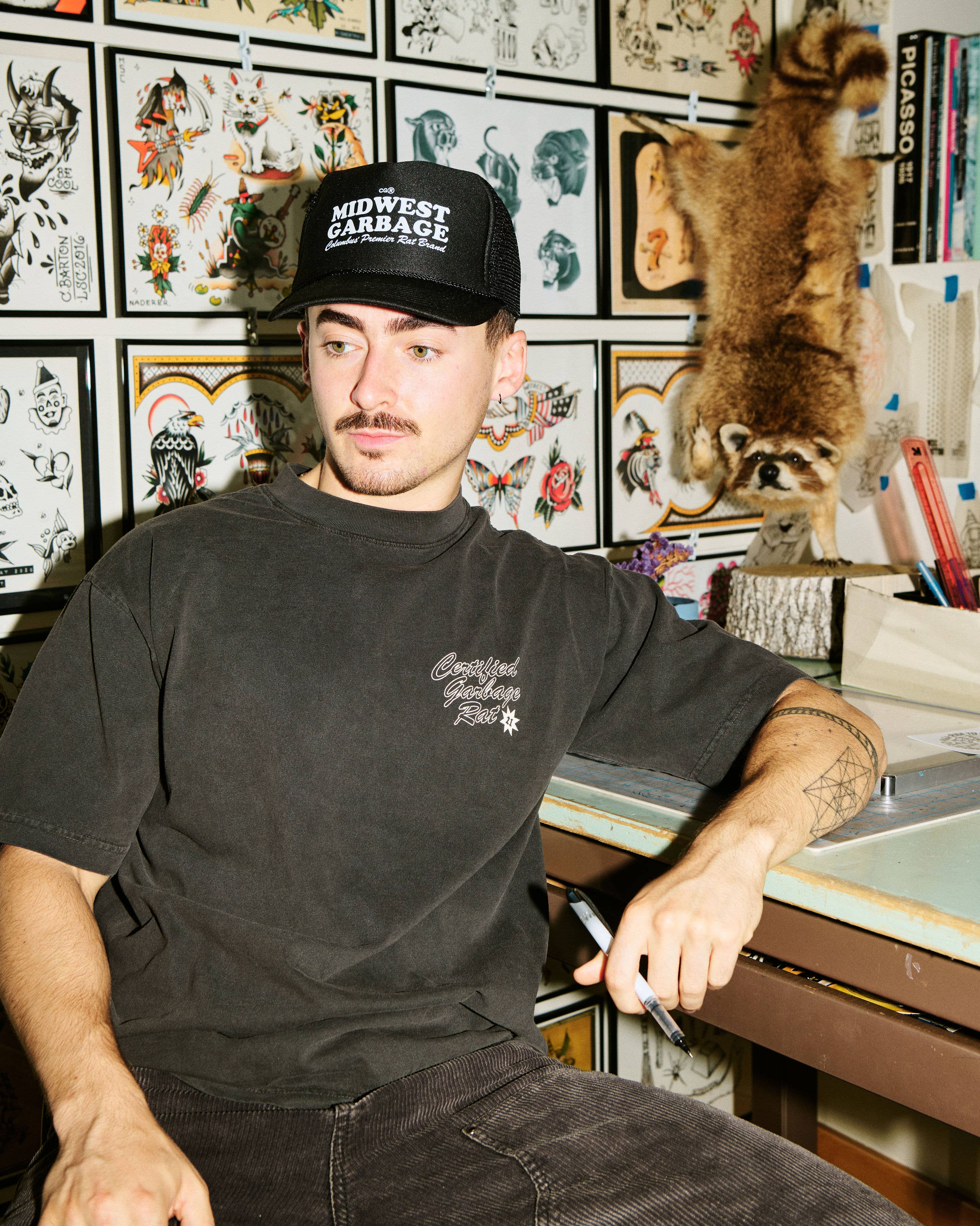 Certified Garbage Rat - Wholesale Screen Printed T-Shirt - Unisex - Tattoo Shop Tee1