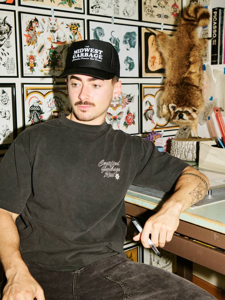 Certified Garbage Rat - Wholesale Screen Printed T-Shirt - Unisex - Tattoo Shop Tee1