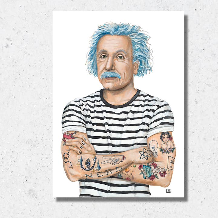 Impression sur papier Einstein à l'encre pour la vente par LX Artworks