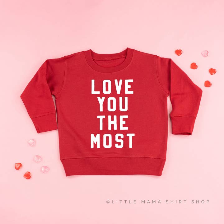 Elsker Dig Mest - Børnesweater for engroshandel hos Little Mama Shirt Shop