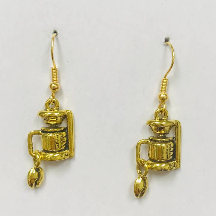 SimpleNGreat - Wholesale Dangle Earrings - GOLD Coffee Pot Earrings
