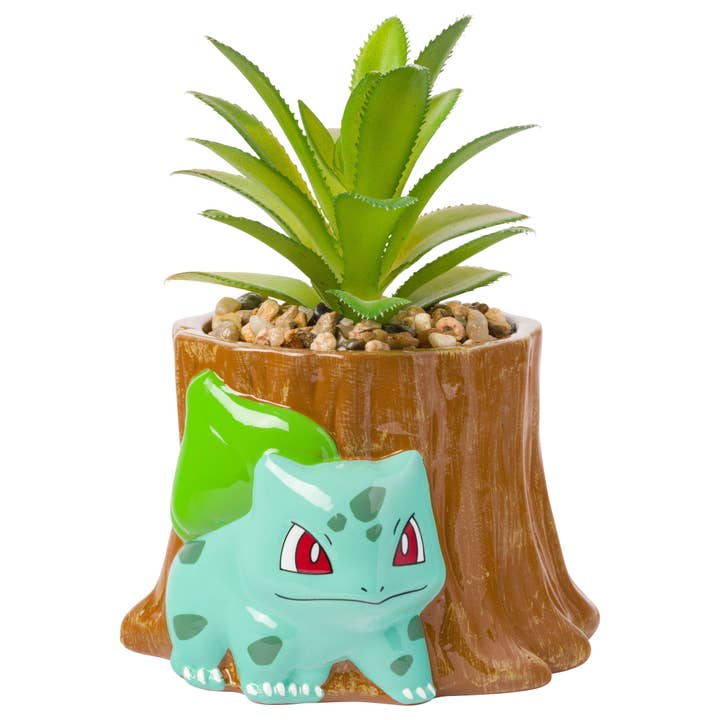 Silver Buffalo - Wholesale Artificial Plant - Pokemon Bulbasaur Mini Ceramic Planter with Faux Plant