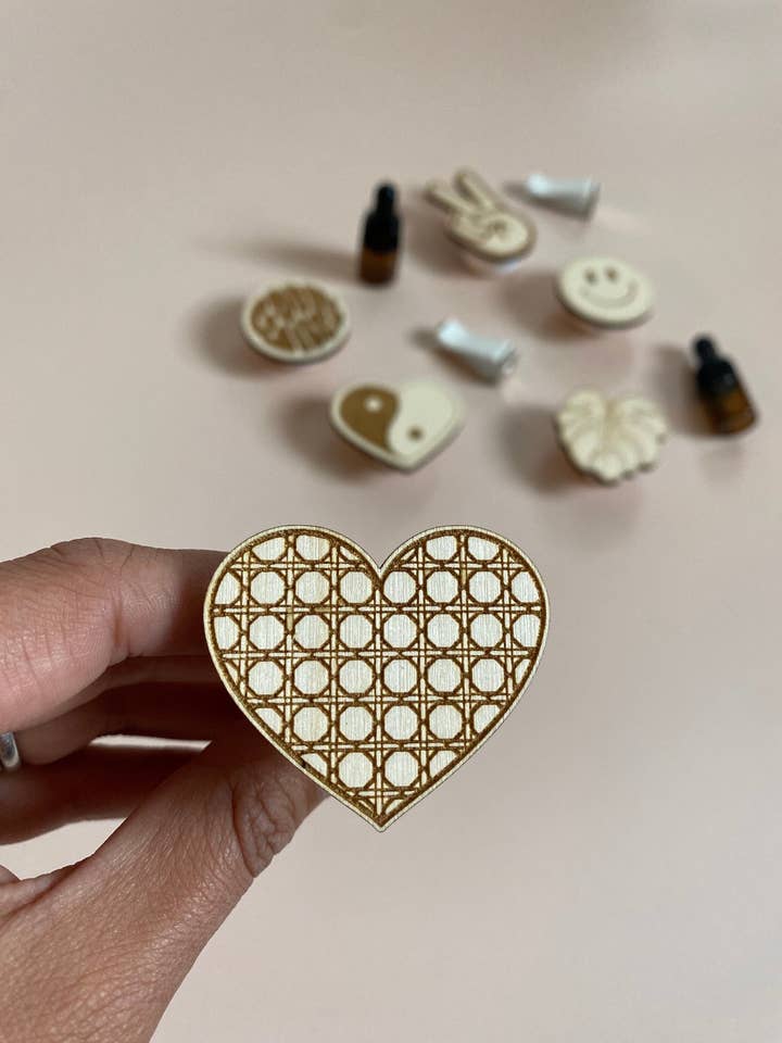 Rattan Heart Car Air Vent Diffuser for wholesale by Pine and Quartz Collective
