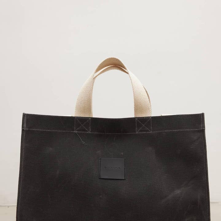 Faded Effect Large Canvas Bag Black for wholesale on Faire5
