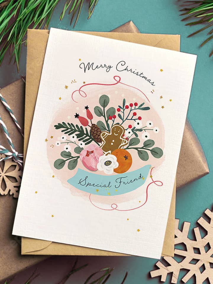 LUXURY FOIL CHRISTMAS CARD A FOR SPECIAL FRIEND for wholesale by Emma Bryan Design