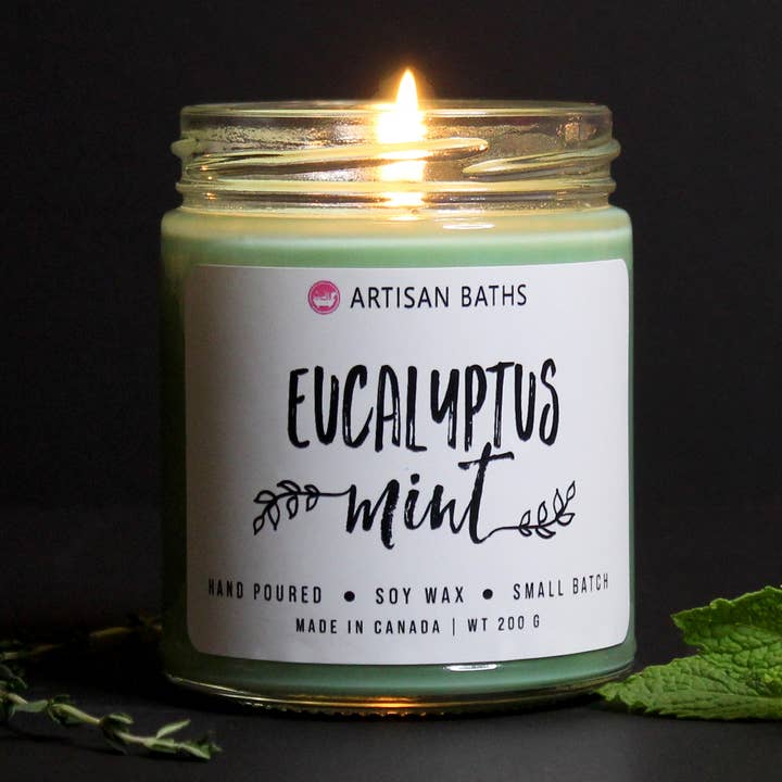 Eucalyptus & Mint Soy Candle for wholesale by Artisan Baths