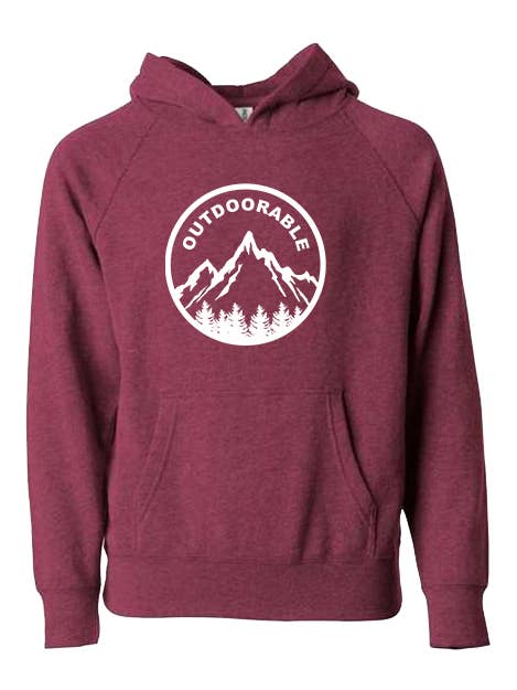 Moletom carmesim com capuz branco ao ar livre por atacado de Outdoorable Apparel