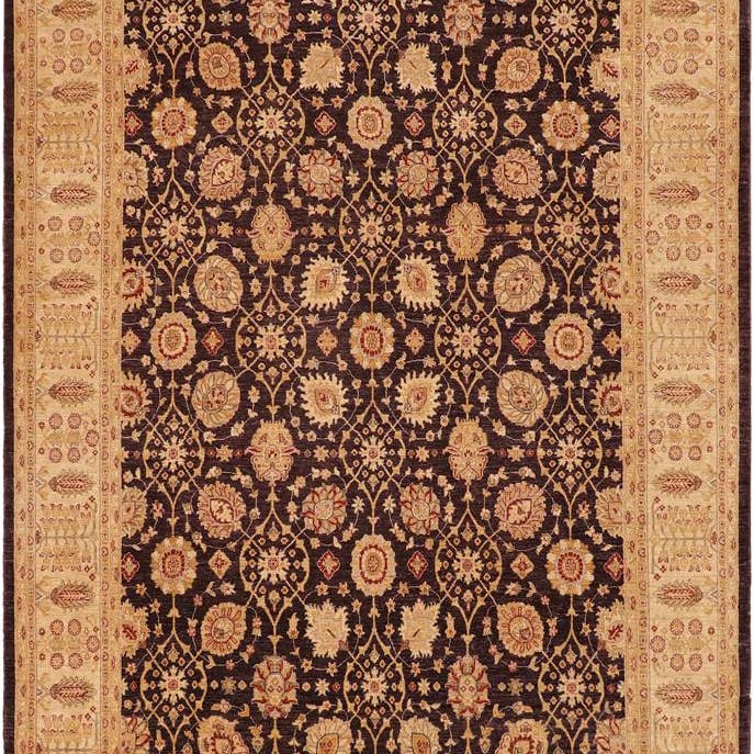 Alfombra de lana Bohemia Ziegler Raquel Berenjena/Beige - 3,02 m x 4,24 m para venta al por mayor de Arshs Fine Rugs