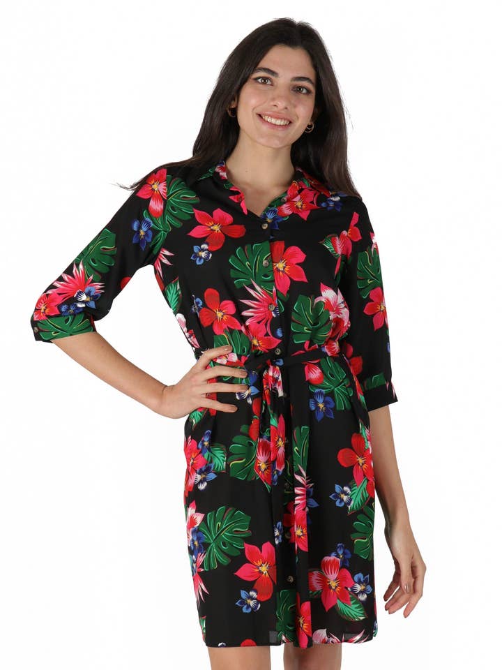 Floral Print Black Tunic for wholesale by Marina Kaneva