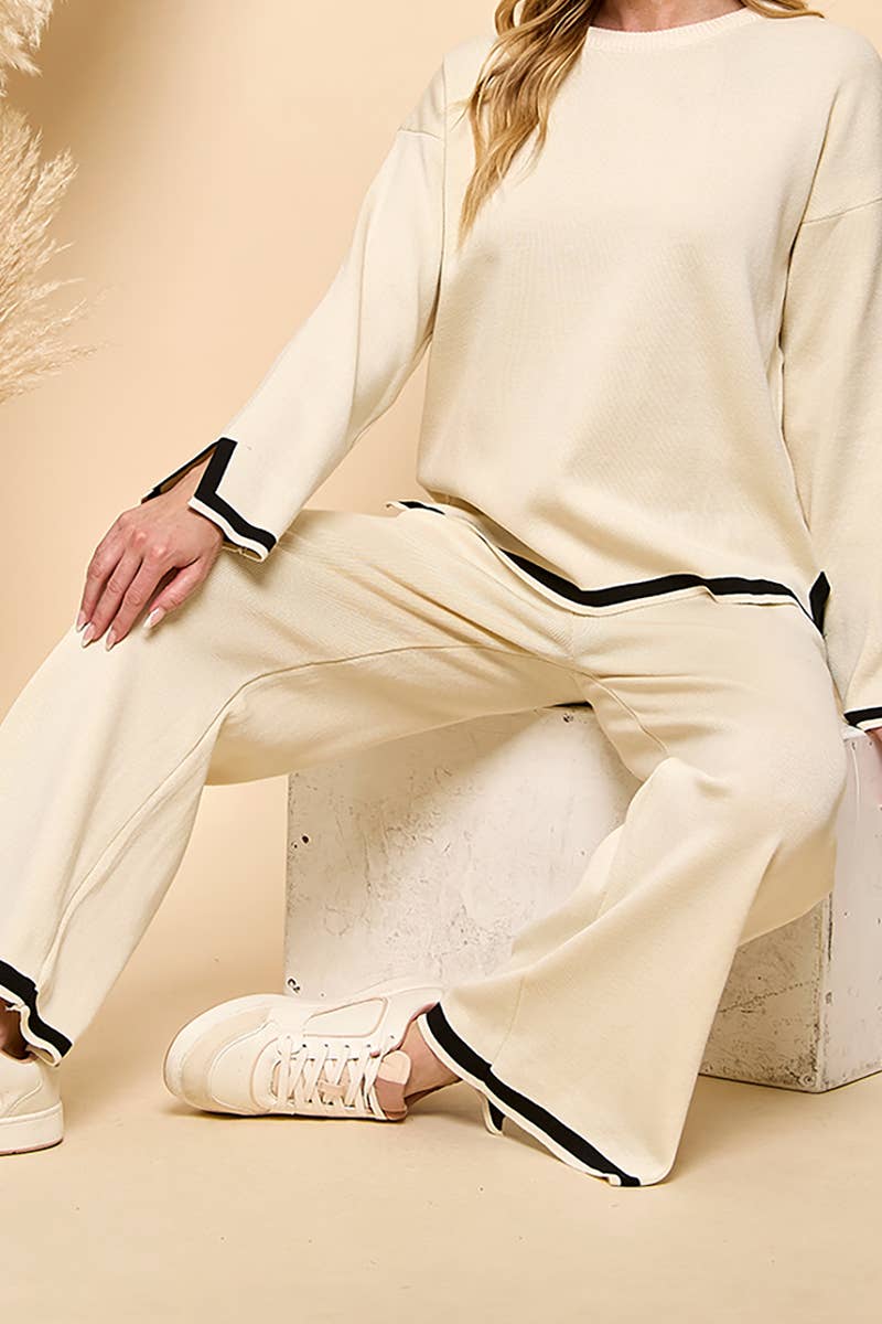 Cezele - Wholesale Lounge Set - Women's - Long Sleeves and Wide Leg Pants Matching Set17