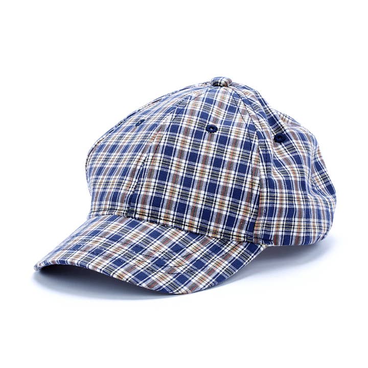 Peppercorn Kids - Wholesale Baseball Cap - Kids - Little Boys Plaid Baseball Cap - Multicolor Blue ( 2-6Y)