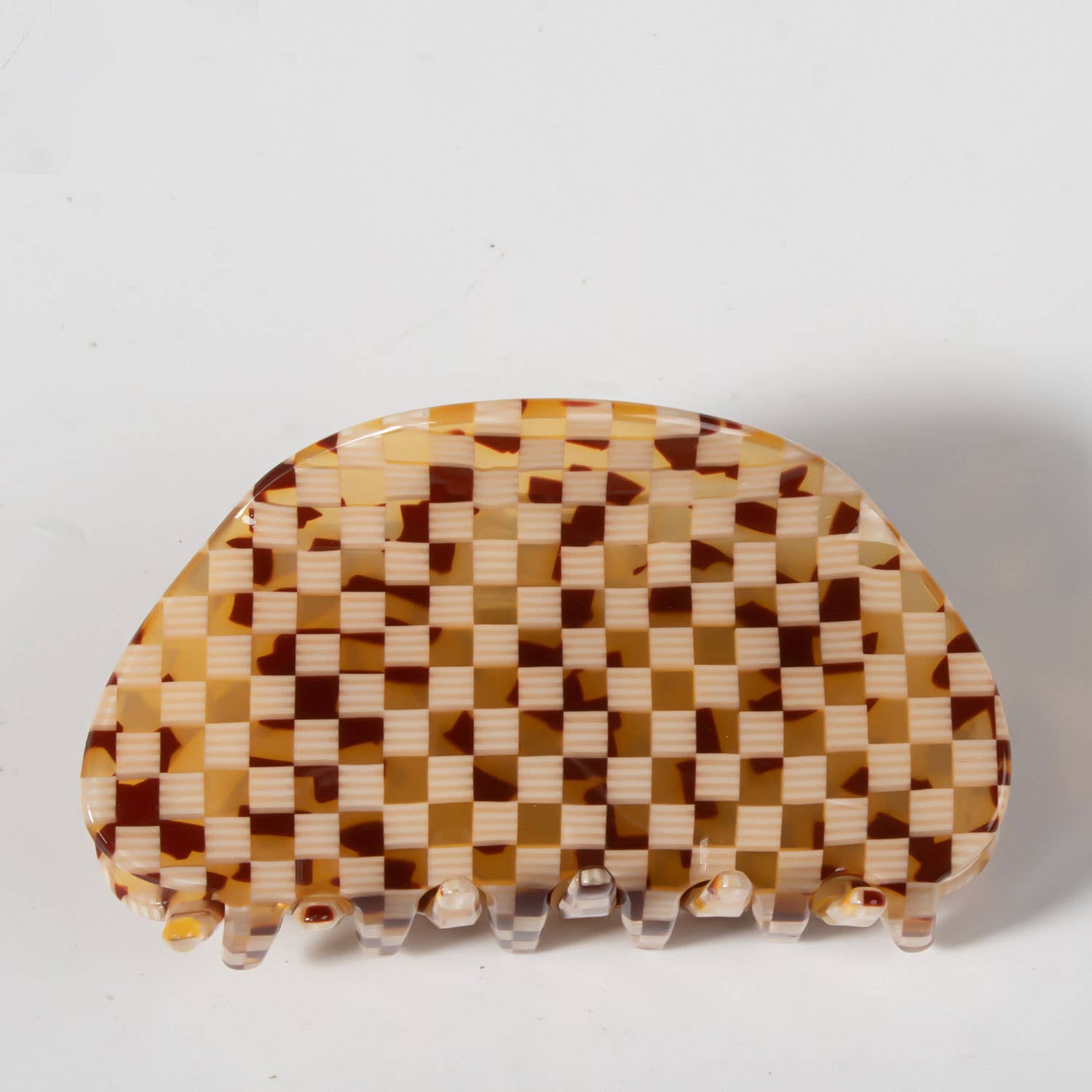 ACCITY - Wholesale Hair Clip - Women's - Checkerboard Acrylic Hair Claw Clip Half Round _CWAHA03267