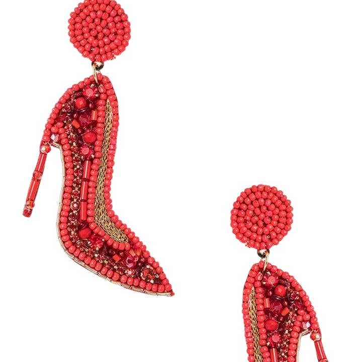 Artini Accessories - Wholesale Dangle Earrings - Seed Beading Red Heels Iconic Earrings0