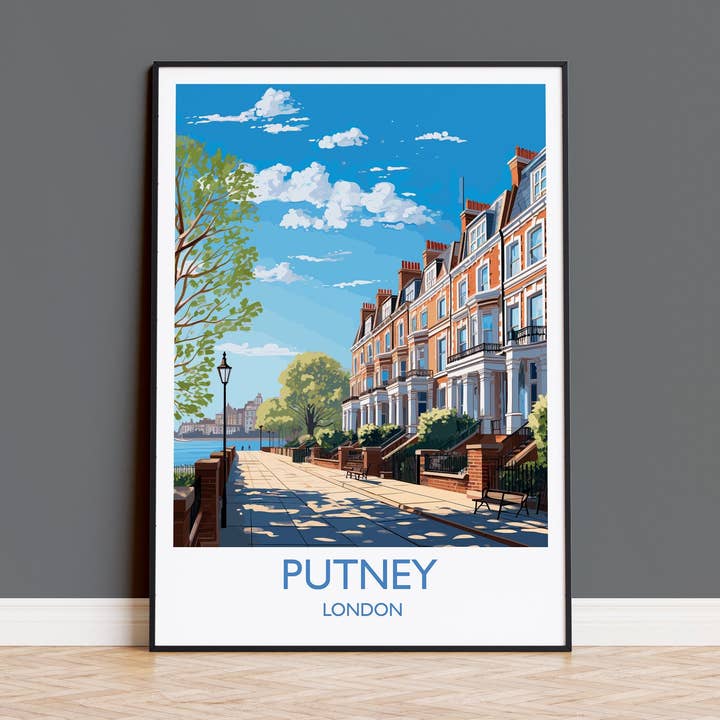 Poster da viaggio di Putney Wall Art, stampa da viaggio di Putney, poster di Londra, regalo artistico di Putney, arte di Londra regalo di viaggio nel Regno Unito per la vendita all'ingrosso da parte di NQ Media Designs