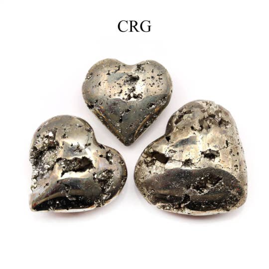 Crystal River Gems LLC - Wholesale Spiritual Stone/Crystal - Peru Iron Pyrite Heart / Bulk Wholesale Crystals / 30-45 mm