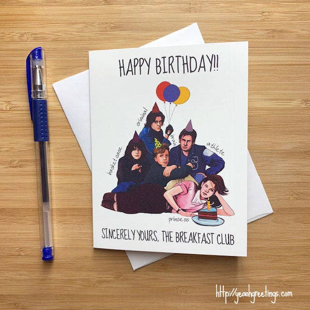 Cute Breakfast Club Birthday Card, 1980s Movie Pop Culture for wholesale by Yeaoh! Greetings