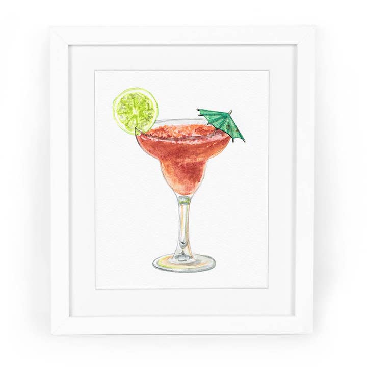 Strawberry Daiquiri Watercolor Fine Art Giclee Print for wholesale by CharmCat