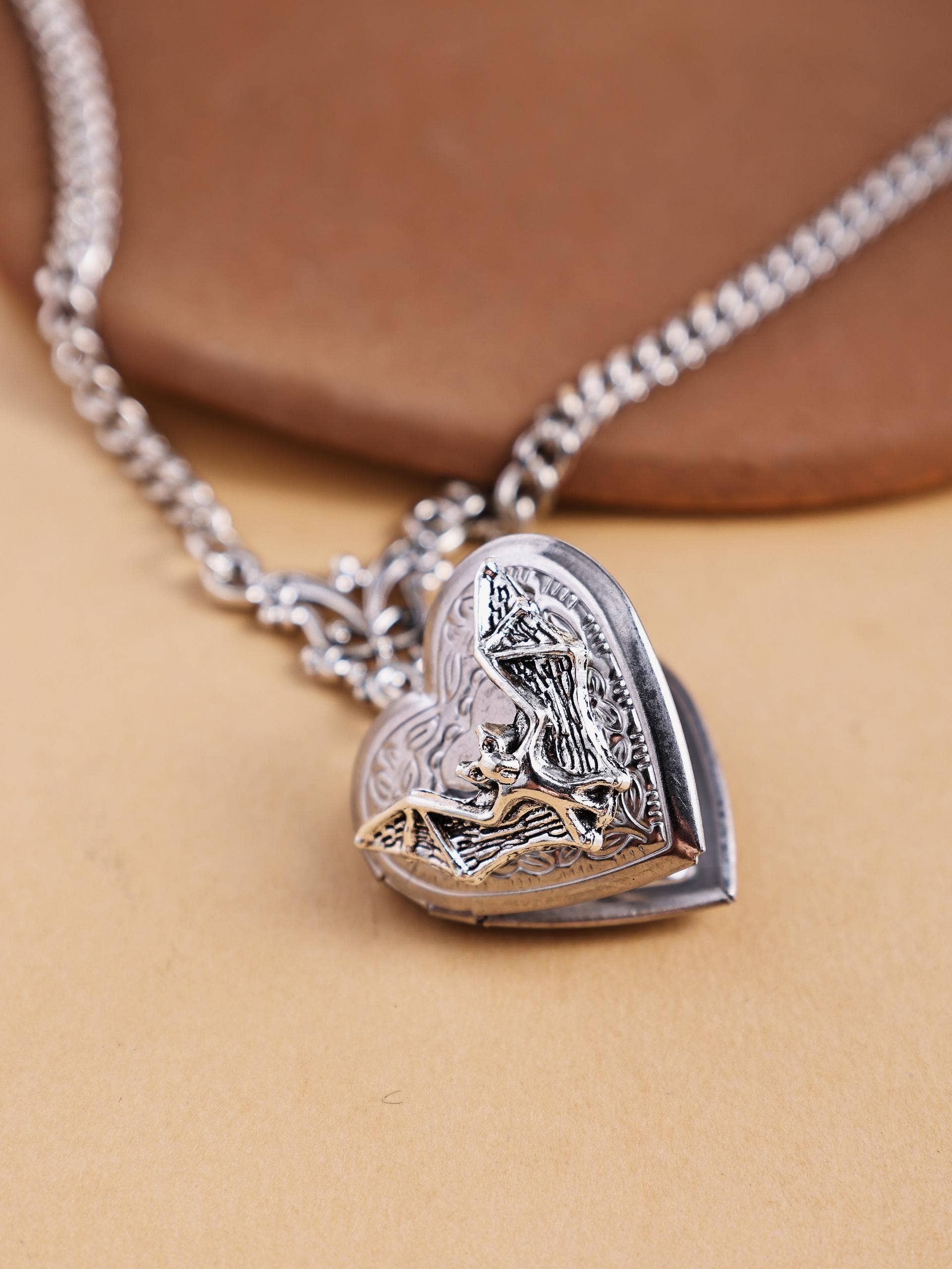 Revelari - Wholesale Pendant/Charm Necklace - Gothic Heart Bat Locket Pendant Necklace