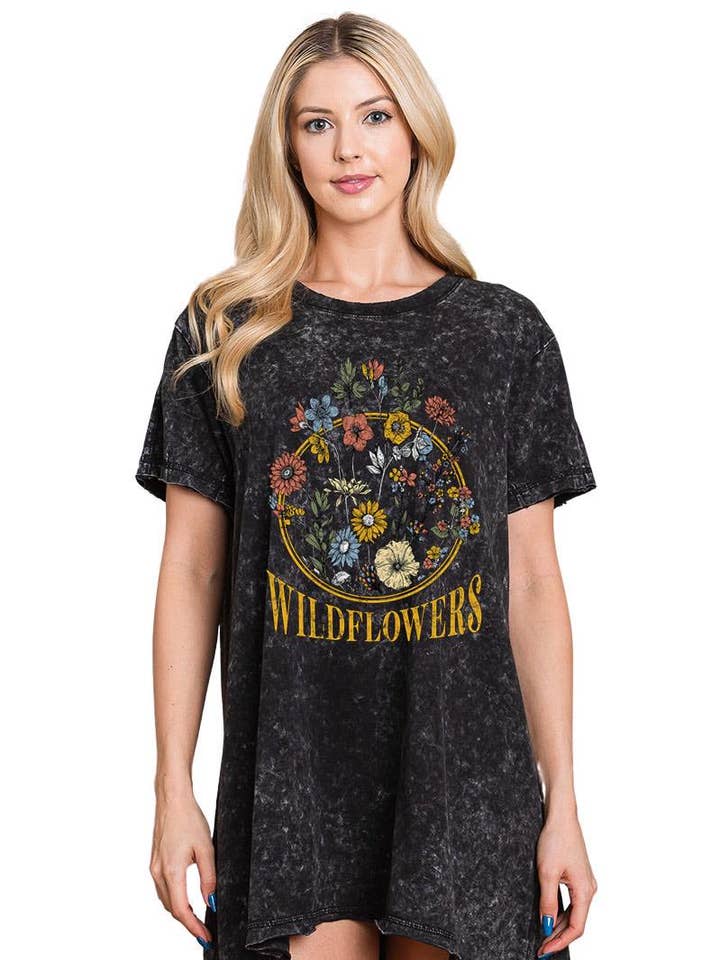 Wildflowers Vintage Graphic Tunic Top for wholesale by Zutter