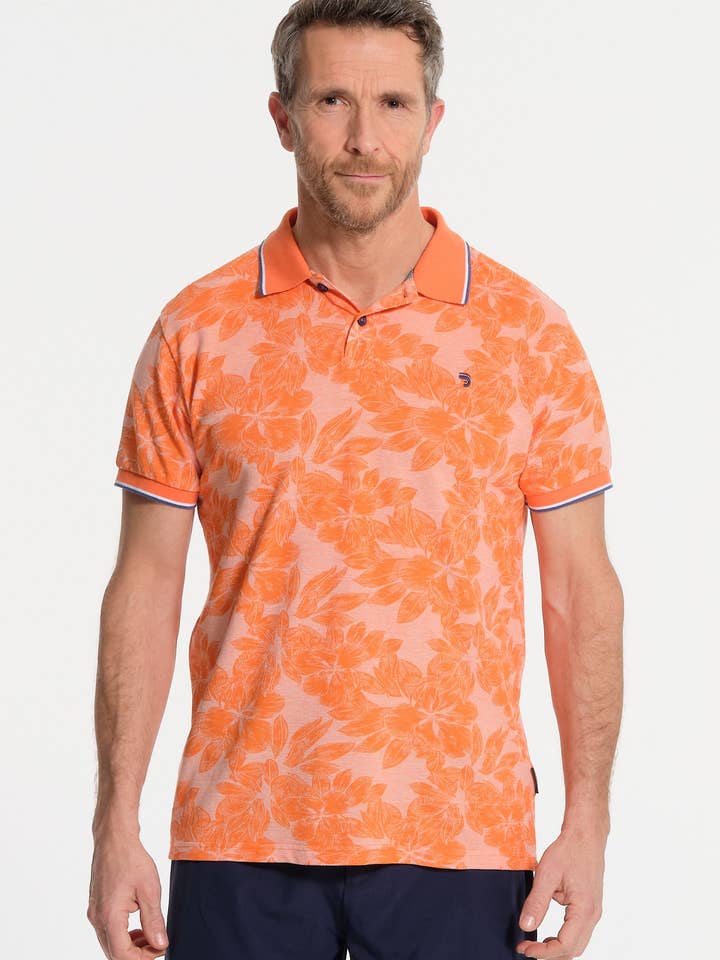 Polo homme orange avec feuilles pour la vente par J&JOY