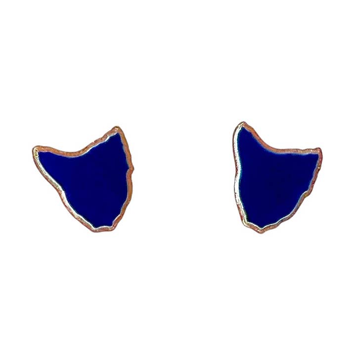 Tasmania (azul oscuro) pendientes de plata reciclada tipo botón para venta al por mayor de Red Parka