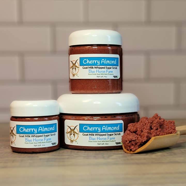 Cherry Almond Goat Milk Whipped Sugar Scrub for wholesale by Blue Heron Farm