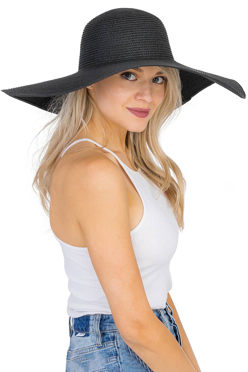 Cap Zone - Venta al por mayor Sombrero de paja - Mujer - Sombrero de sol de paja con tejido apretado, color sólido y ala ancha flexible7