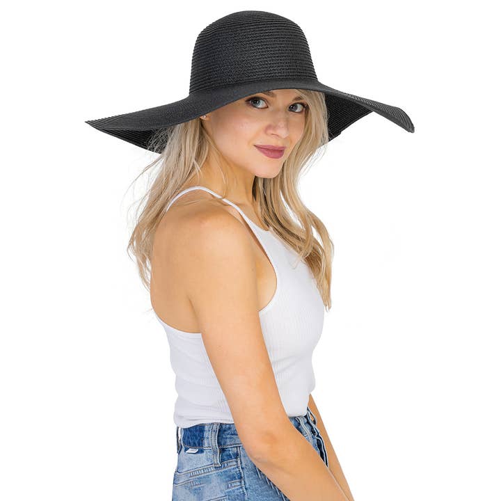 Cap Zone - Venta al por mayor Sombrero de paja - Mujer - Sombrero de sol de paja con tejido apretado, color sólido y ala ancha flexible7